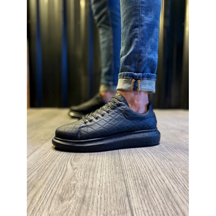 Yüksek Taban Günlük Ayakkabı  KAPİTONE Siyah (Siyah Taban)