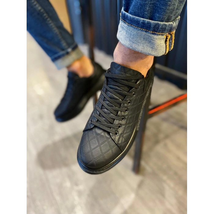 Yüksek Taban Günlük Ayakkabı  KAPİTONE Siyah (Siyah Taban)