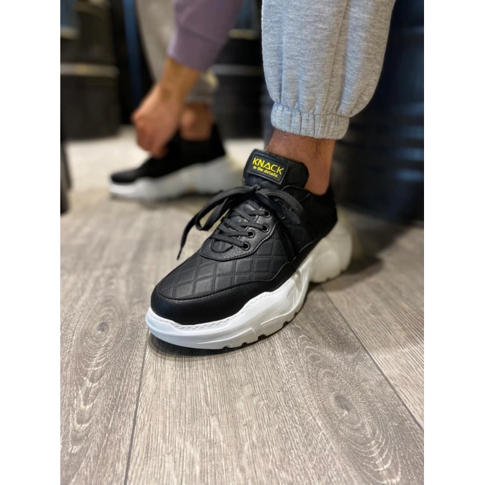 Yüksek Taban Günlük Ayakkabı N Kapitone Siyah (Beyaz Taban)