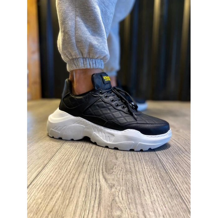 Yüksek Taban Günlük Ayakkabı N Kapitone Siyah (Beyaz Taban)