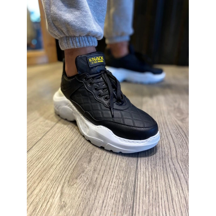 Yüksek Taban Günlük Ayakkabı N Kapitone Siyah (Beyaz Taban)