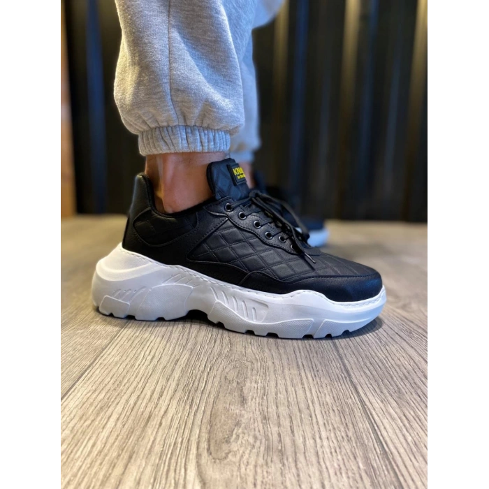 Yüksek Taban Günlük Ayakkabı N Kapitone Siyah (Beyaz Taban)