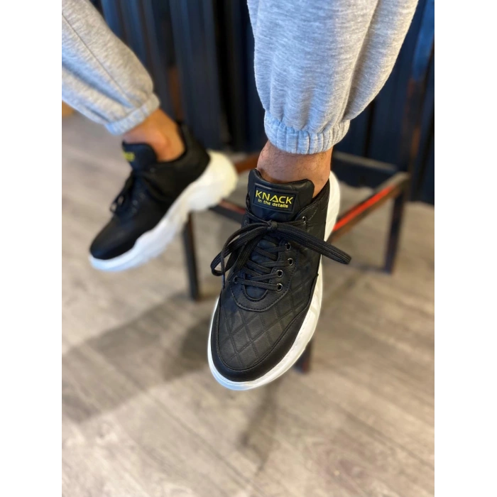 Yüksek Taban Günlük Ayakkabı N Kapitone Siyah (Beyaz Taban)