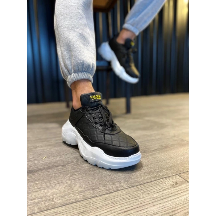 Yüksek Taban Günlük Ayakkabı N Kapitone Siyah (Beyaz Taban)