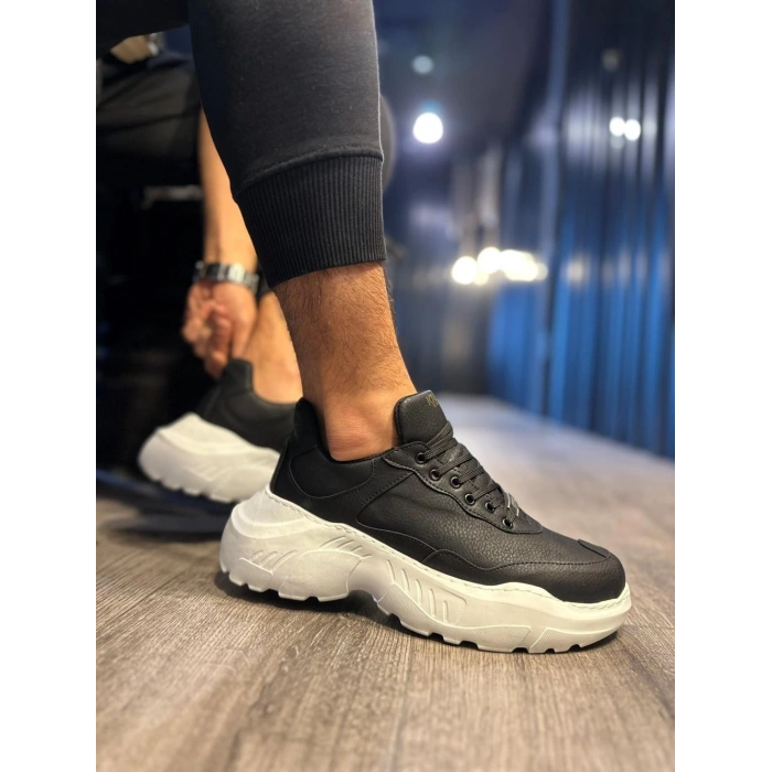 Yüksek Taban Günlük Ayakkabı N Siyah (Beyaz Taban)