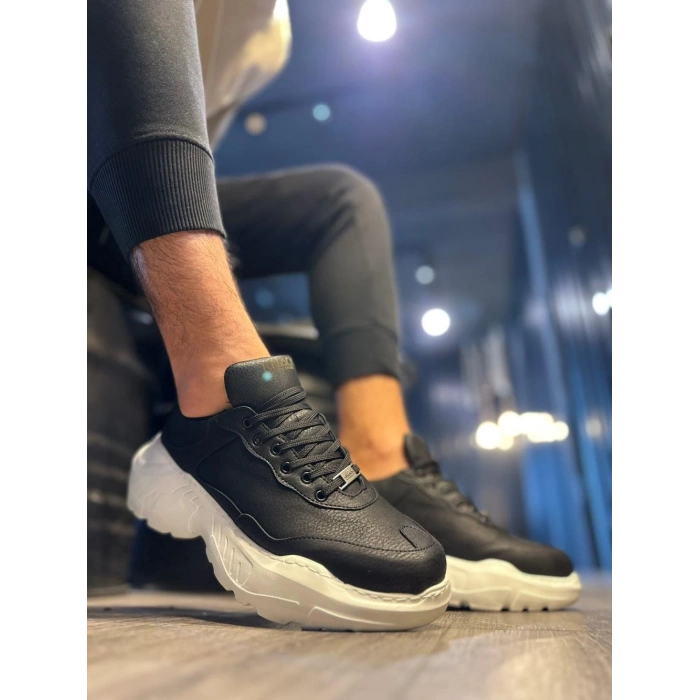 Yüksek Taban Günlük Ayakkabı N Siyah (Beyaz Taban)