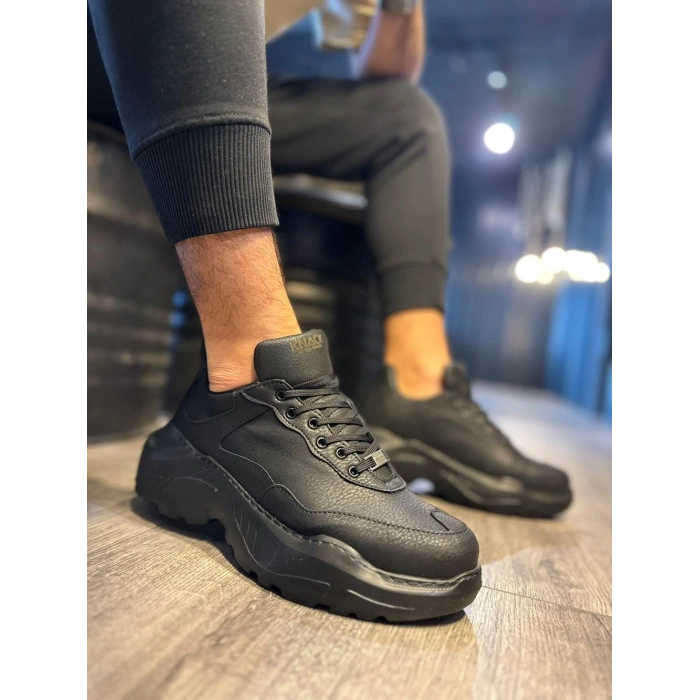 Yüksek Taban Günlük Ayakkabı N Siyah (Siyah Taban)