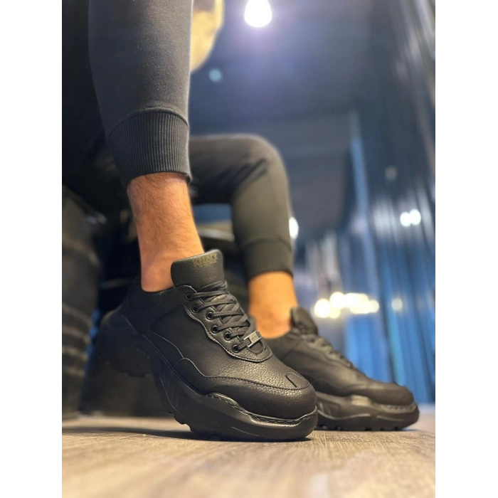 Yüksek Taban Günlük Ayakkabı N Siyah (Siyah Taban)