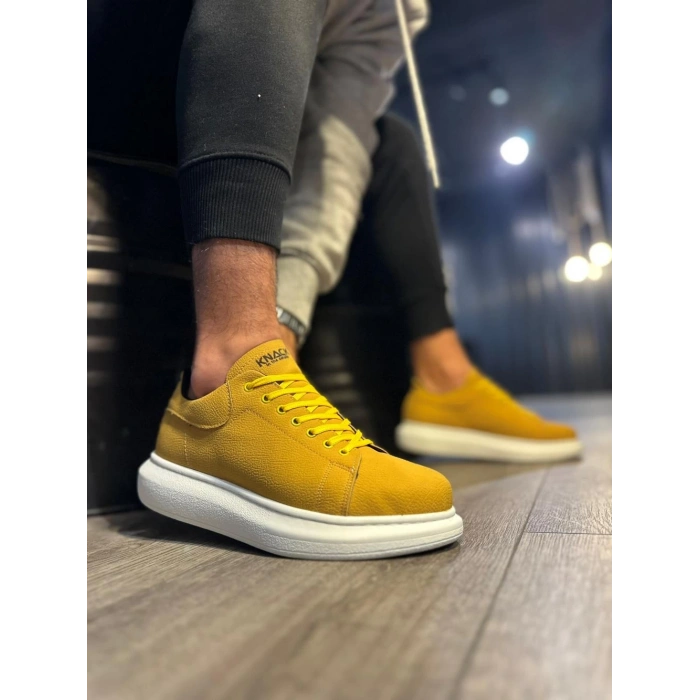 Yüksek Taban Günlük Ayakkabı  Sarı (Beyaz Taban)