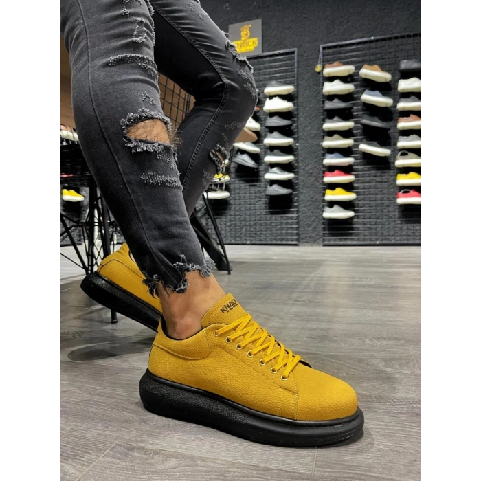 Yüksek Taban Günlük Ayakkabı  Sarı (Siyah Taban)