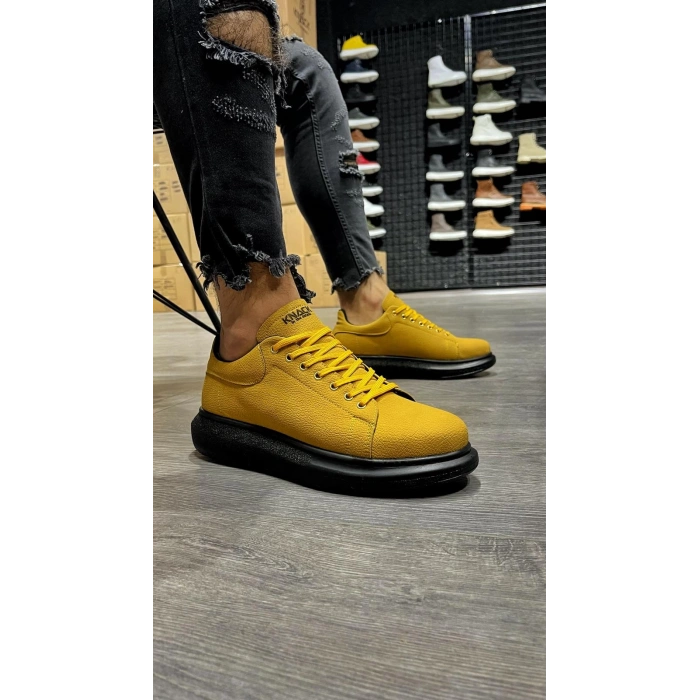 Yüksek Taban Günlük Ayakkabı  Sarı (Siyah Taban)