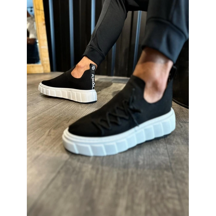 Yüksek Taban Günlük Ayakkabı  Siyah (Beyaz Taban)