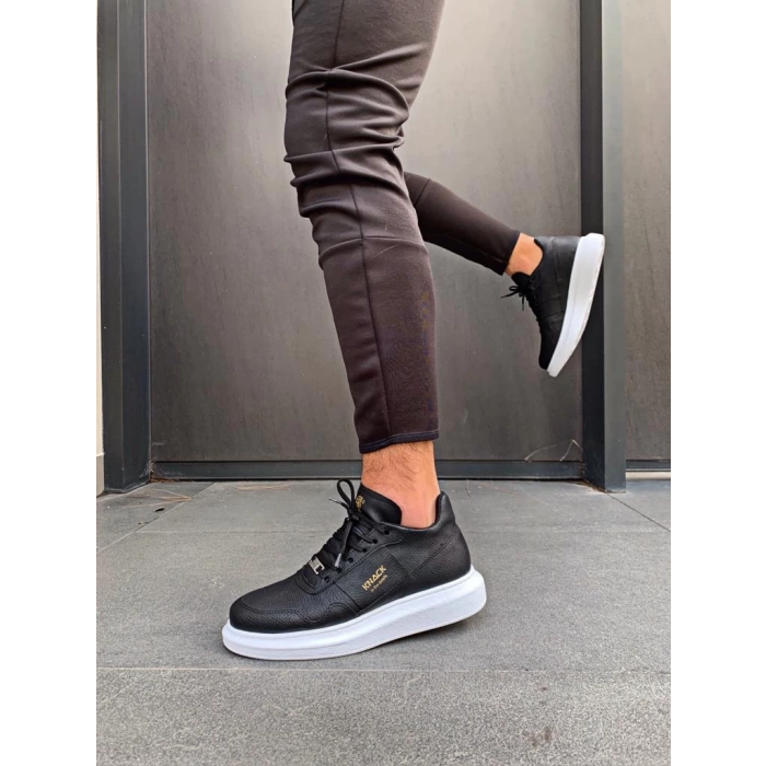 Yüksek Taban Günlük Ayakkabı  Siyah (Beyaz Taban)