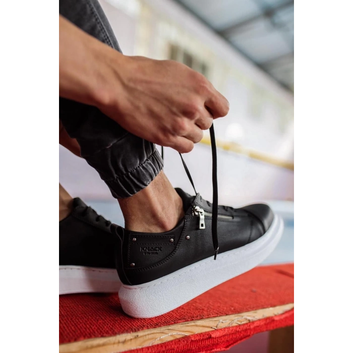 Yüksek Taban Günlük Ayakkabı  Siyah (Beyaz Taban)