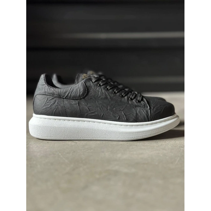 Yüksek Taban Günlük Ayakkabı  Siyah Beyaz Taban (Desenli)