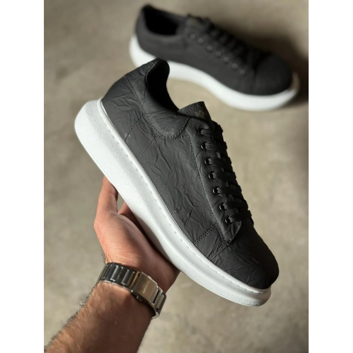 Yüksek Taban Günlük Ayakkabı  Siyah Beyaz Taban (Desenli)