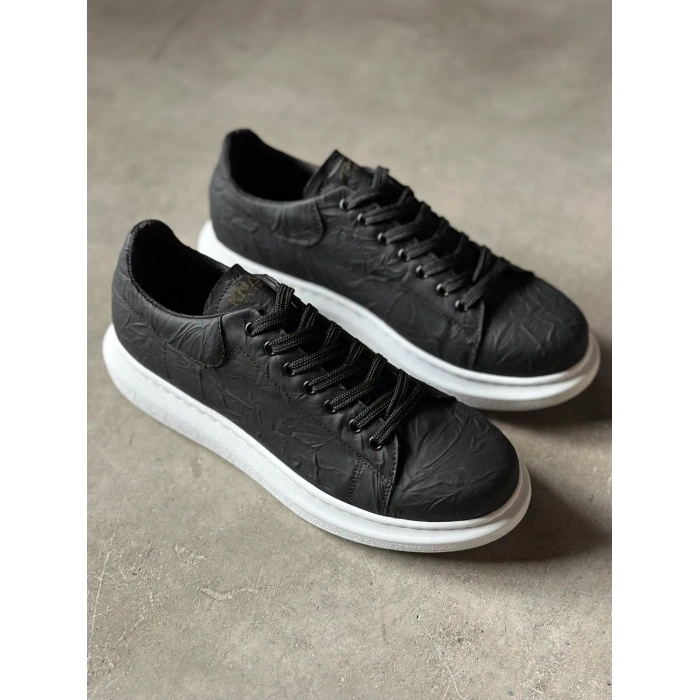 Yüksek Taban Günlük Ayakkabı  Siyah Beyaz Taban (Desenli)