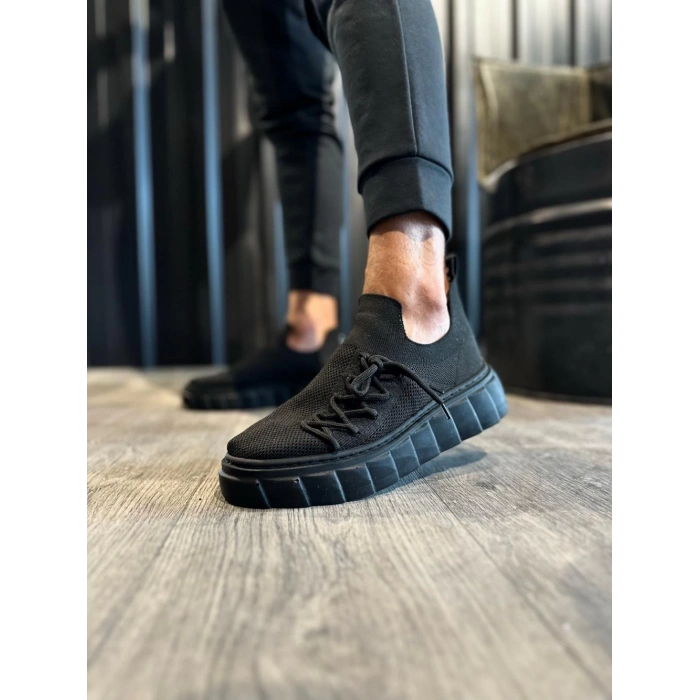 Yüksek Taban Günlük Ayakkabı  Siyah (Siyah Taban)