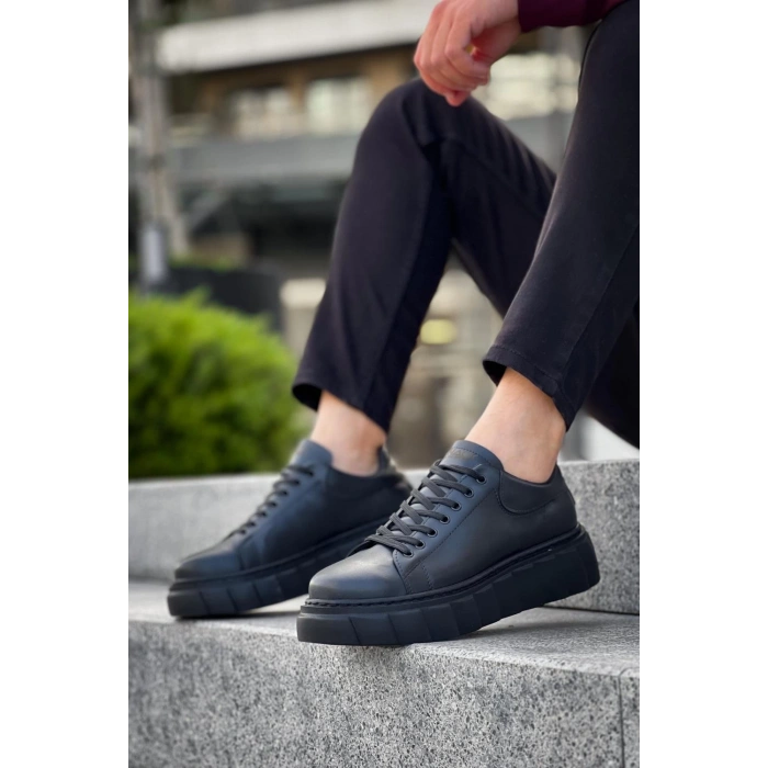 Yüksek Taban Günlük  Ayakkabı   Siyah (Siyah Taban)