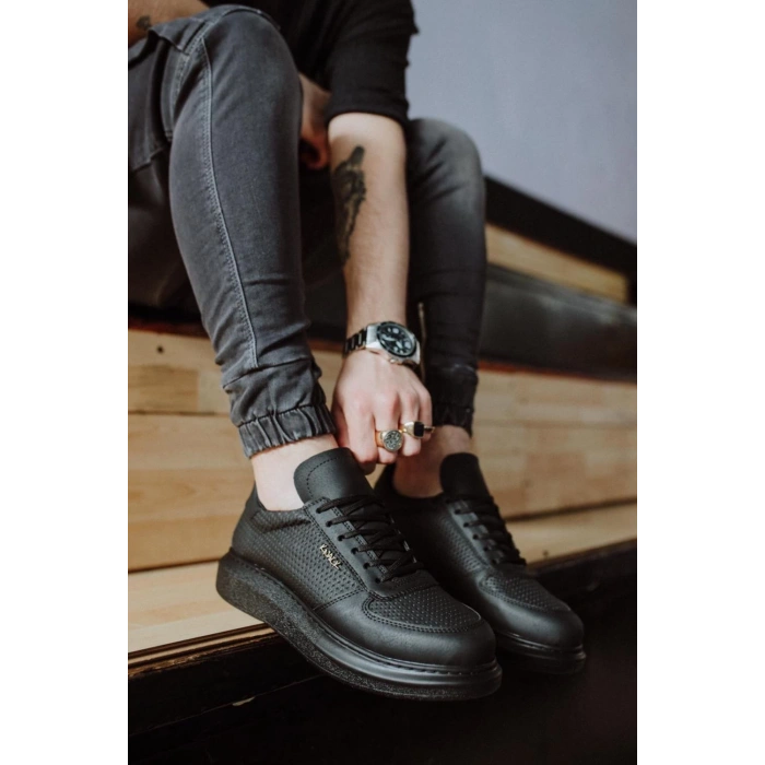 Yüksek Taban Günlük Ayakkabı  Siyah (Siyah Taban)