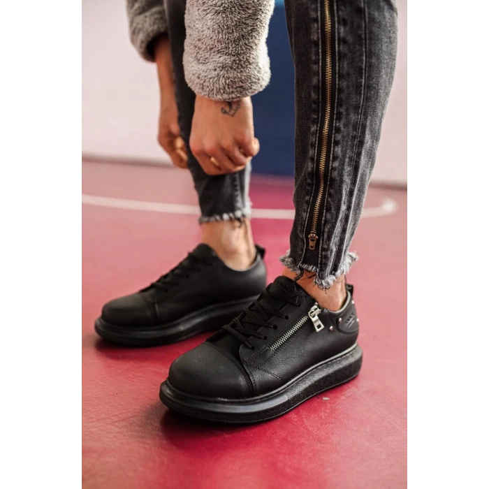 Yüksek Taban Günlük Ayakkabı  Siyah (Siyah Taban)