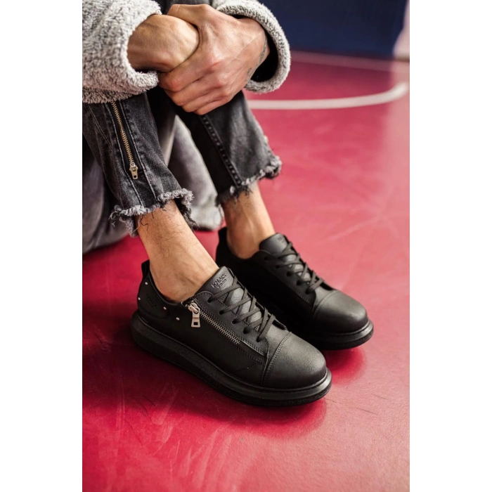 Yüksek Taban Günlük Ayakkabı  Siyah (Siyah Taban)