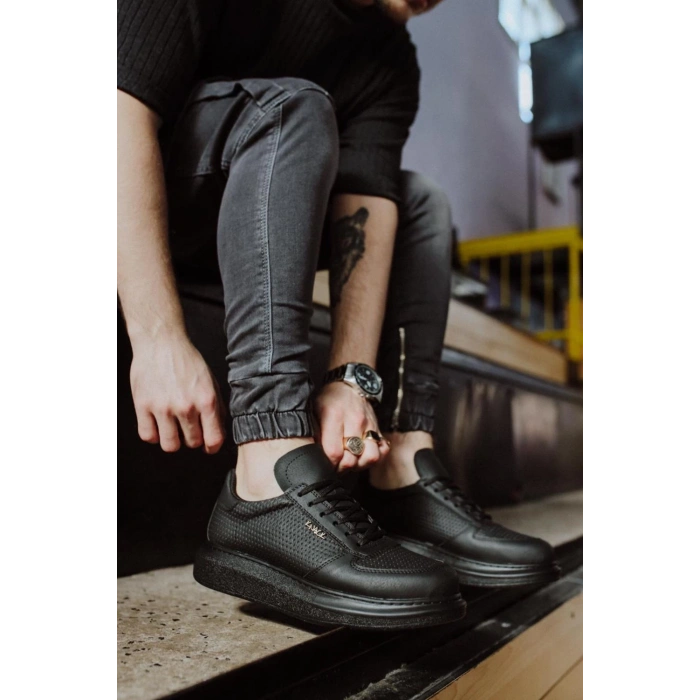 Yüksek Taban Günlük Ayakkabı  Siyah (Siyah Taban)