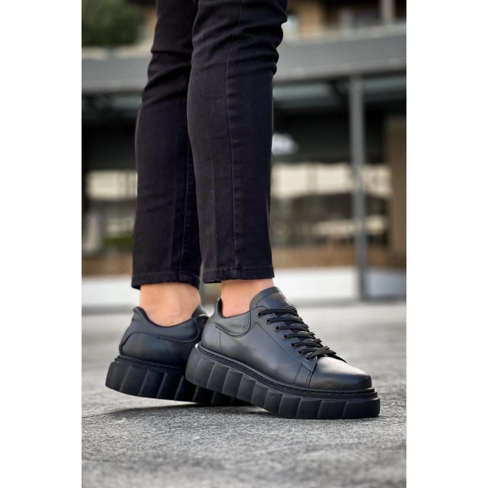 Yüksek Taban Günlük  Ayakkabı   Siyah (Siyah Taban)