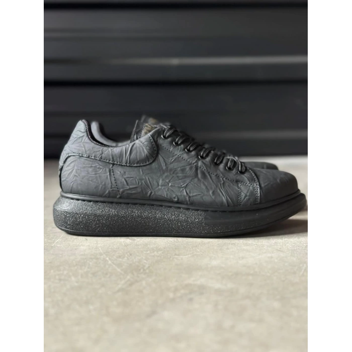 Yüksek Taban Günlük Ayakkabı  Siyah Siyah Taban (Desenli)