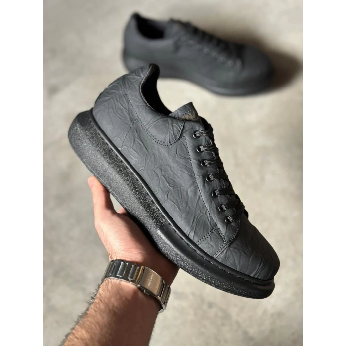 Yüksek Taban Günlük Ayakkabı  Siyah Siyah Taban (Desenli)