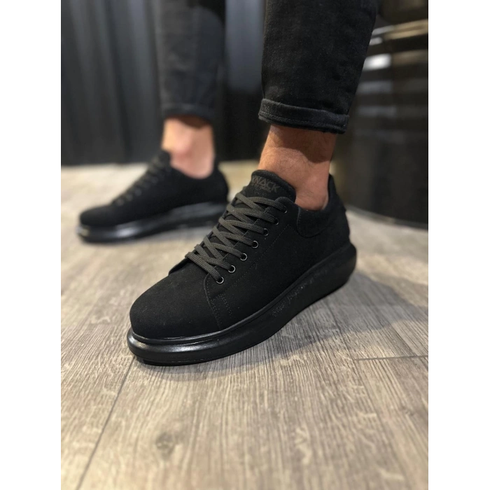 Yüksek Taban Günlük Ayakkabı  Siyah Süet (Siyah Taban)