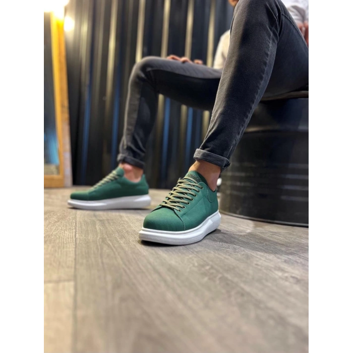 Yüksek Taban Günlük Ayakkabı  Yeşil (Beyaz Taban)