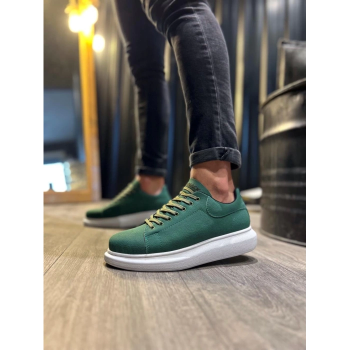 Yüksek Taban Günlük Ayakkabı  Yeşil (Beyaz Taban)