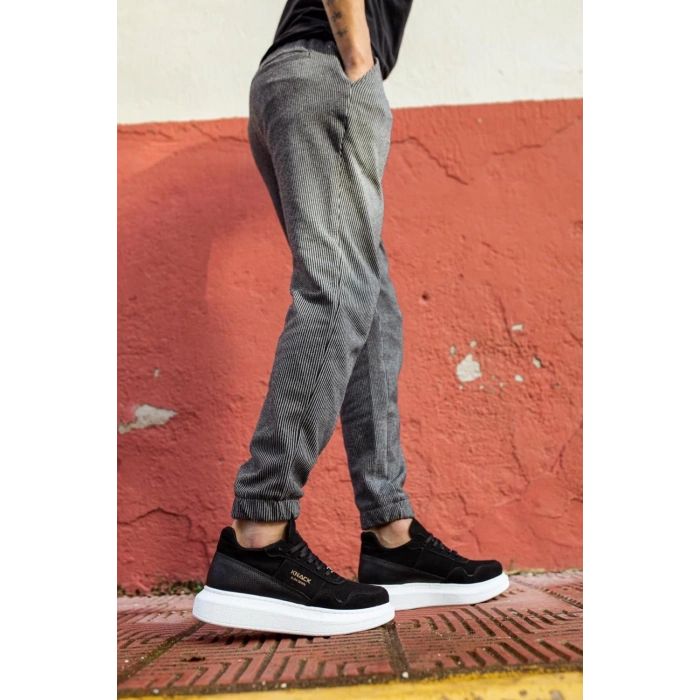 Yüksek Taban Günlük Süet Ayakkabı  Siyah (Beyaz Taban)