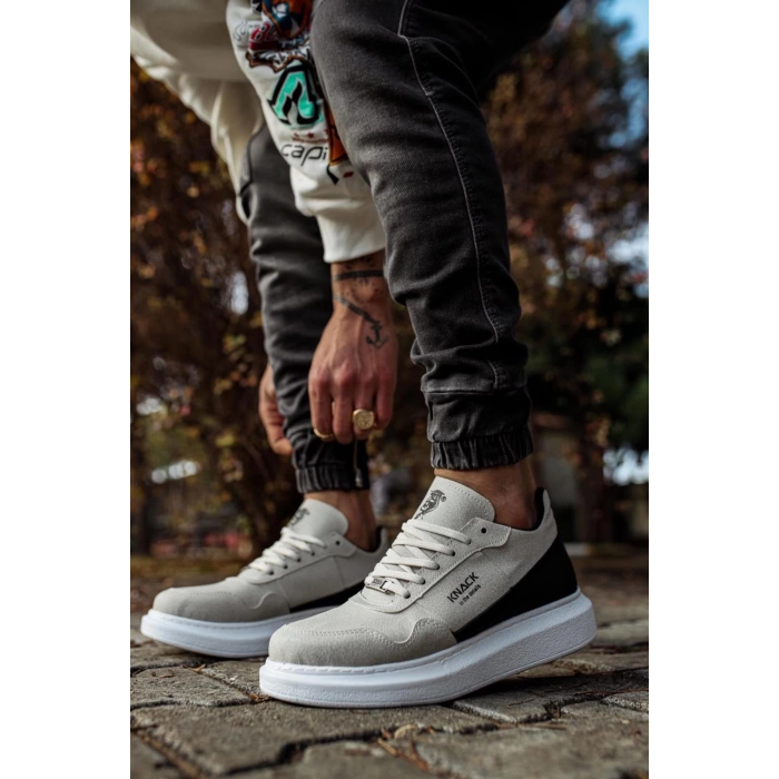 Yüksek Taban Günlük Süet Ayakkabı  Taş