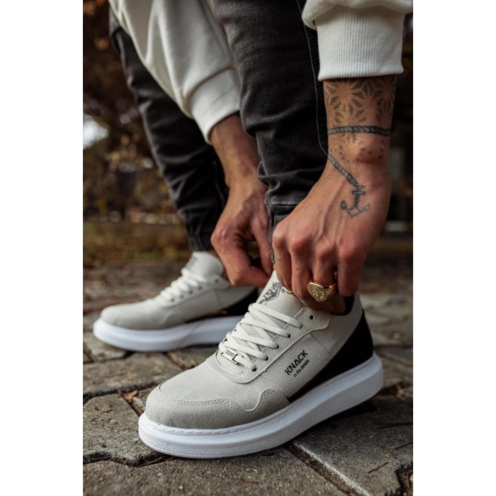 Yüksek Taban Günlük Süet Ayakkabı  Taş