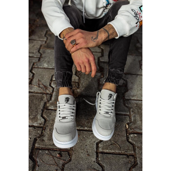 Yüksek Taban Günlük Süet Ayakkabı  Taş