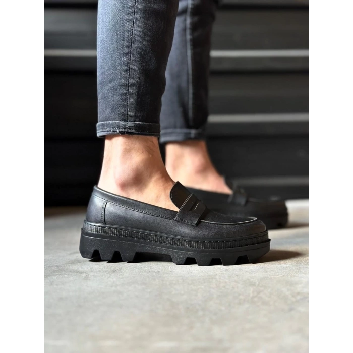 Yüksek Taban Klasik Ayakkabı  Siyah (Siyah Taban)