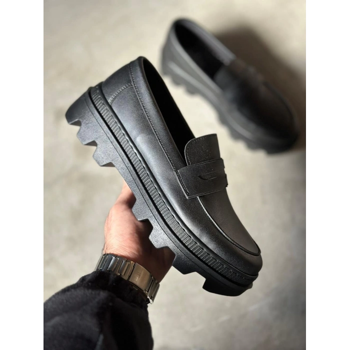 Yüksek Taban Klasik Ayakkabı  Siyah (Siyah Taban)