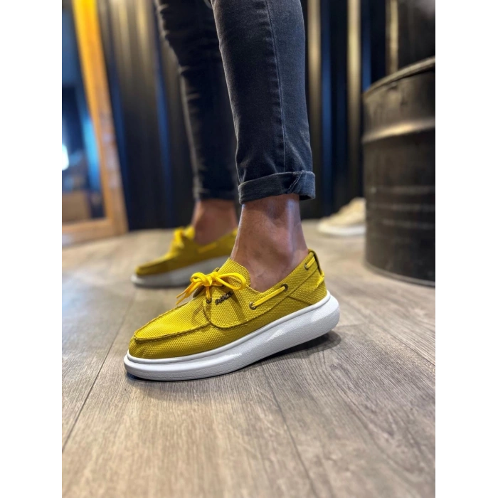 Yüksek Taban Mevsimlik Keten Ayakkabı  Sarı