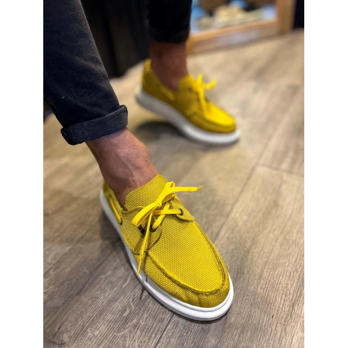 Yüksek Taban Mevsimlik Keten Ayakkabı  Sarı