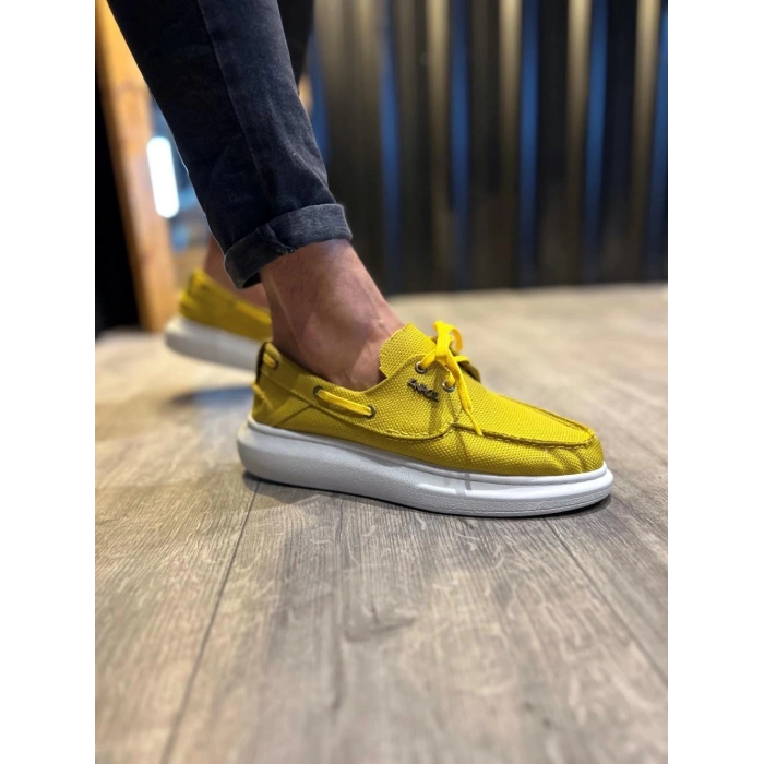 Yüksek Taban Mevsimlik Keten Ayakkabı  Sarı