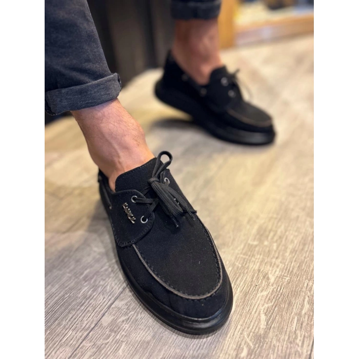 Yüksek Taban Mevsimlik Süet Ayakkabı  Siyah (Siyah Taban)