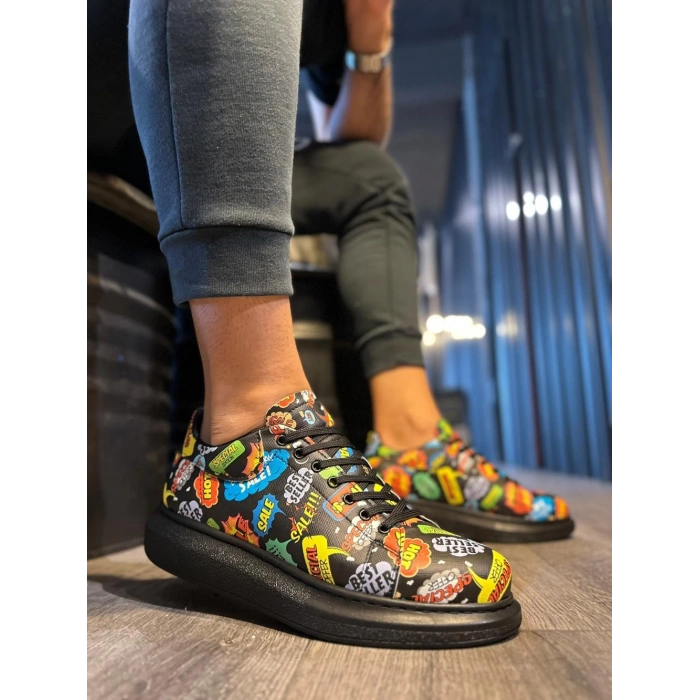 Yüksek Taban Renkli Baskılı Günlük Ayakkabı  Hot