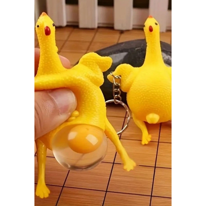 Yumurtlayan Eğlenceli Tavuk Anahtarlık Stres Topu Hediyelik Oyuncak Çanta Süsü