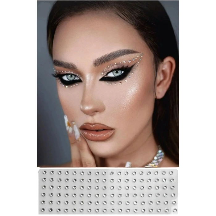 Yüz Taşı Kristal - B, Vücut Taşı, Tattoo Makyaj Taşı, Yapışkanlı, 24 Adet