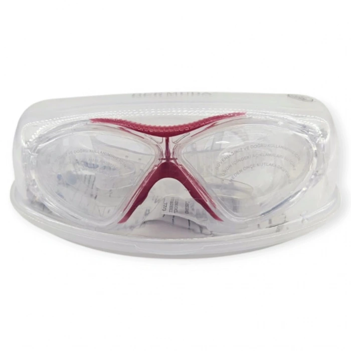 Yüzücü Sörf Gözlüğü Kulaklık Hediyeli BEYAZ/KIRMIZI - 8170