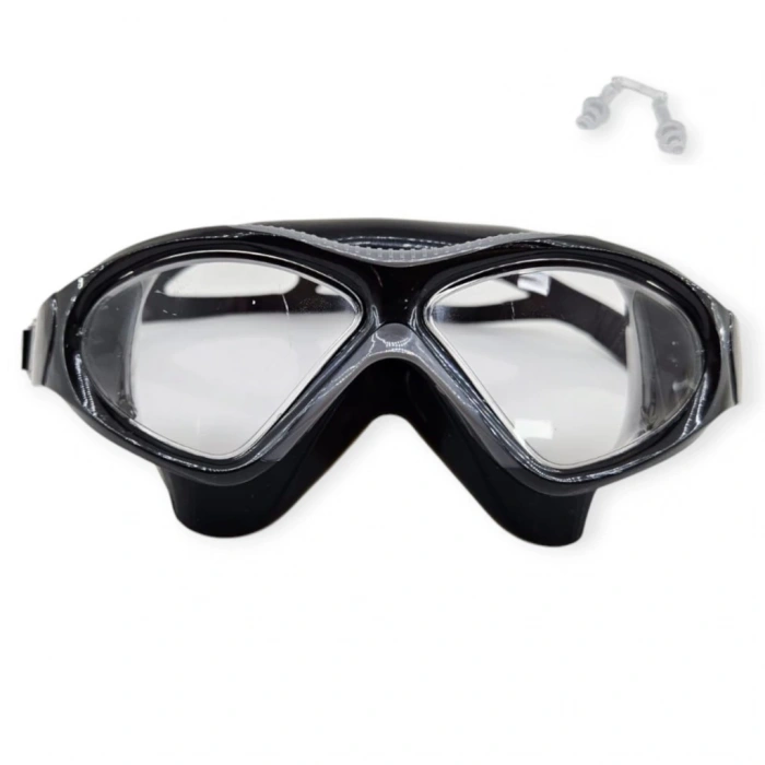 Yüzücü Sörf Gözlüğü Kulaklık Hediyeli SİYAH/GRİ - 8170