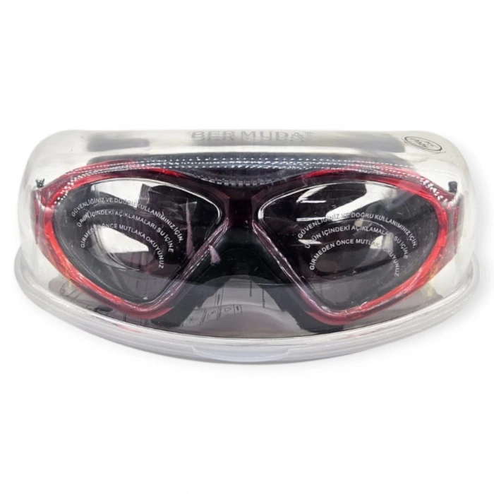Yüzücü Sörf Gözlüğü Kulaklık Hediyeli SİYAH/KIRMIZI- 8170