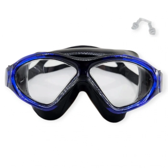 Yüzücü Sörf Gözlüğü Kulaklık Hediyeli SİYAH/MAVİ - 8170